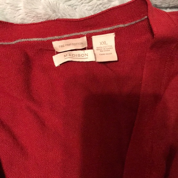 Madison // Burnt Orange-Red Button Down Cardigan - Picture 2 of 4